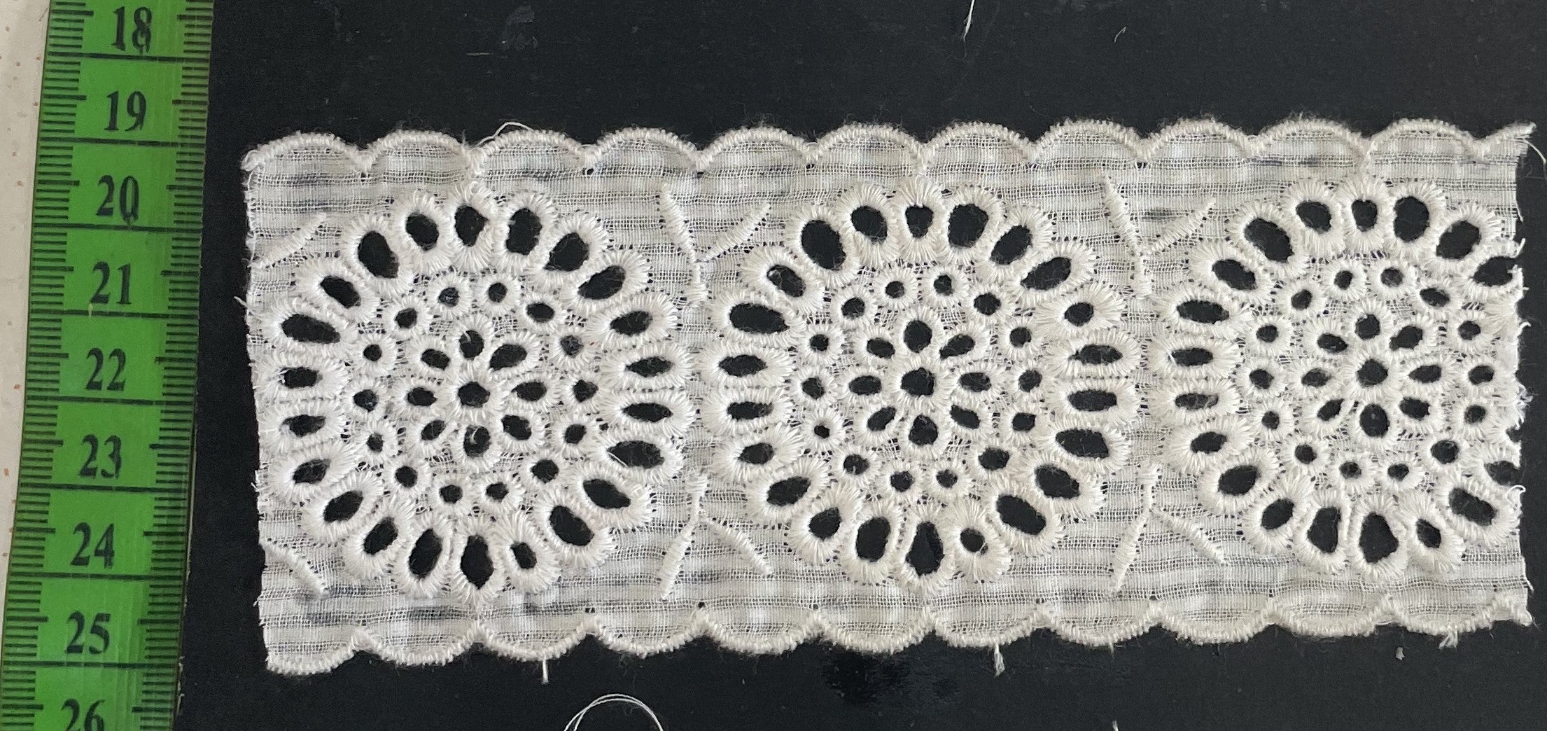 White Cotton Dyeable Schiffli Lace (Sku: S-18)