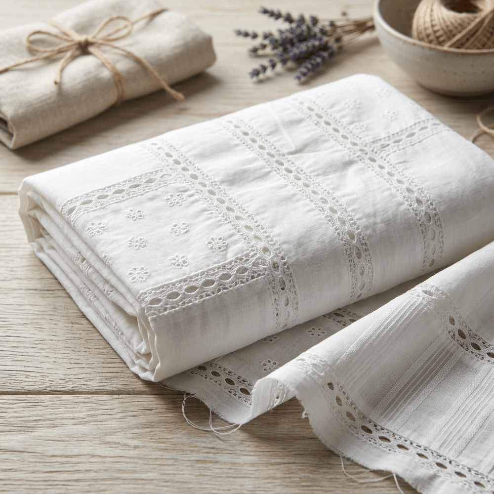 White Patchwork Cotton Dyeable Fabric - 44" (112 cm)