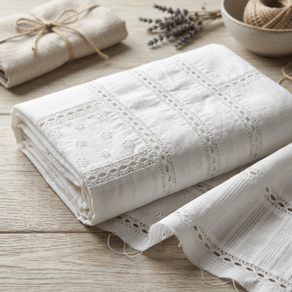 White Patchwork Cotton Dyeable Fabric - 44" (112 cm)