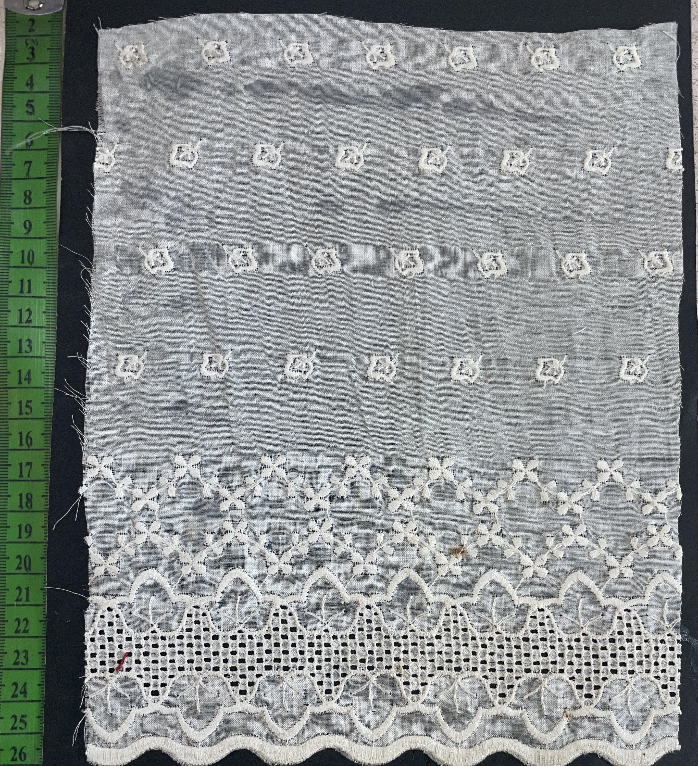 White Cotton Dyeable Schiffli Lace (Sku: S-20)