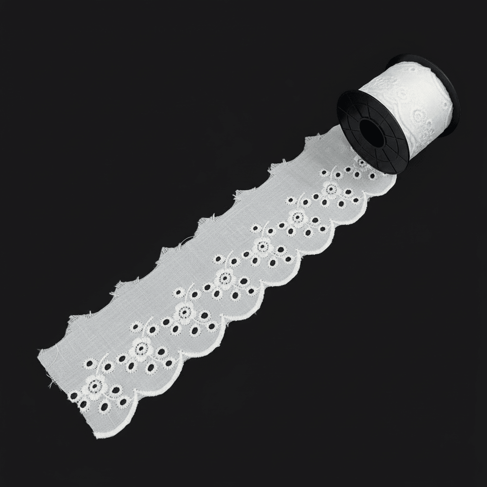 White Cotton Dyeable Schiffli Lace (Width : 2 Inch & Sku: S-24)