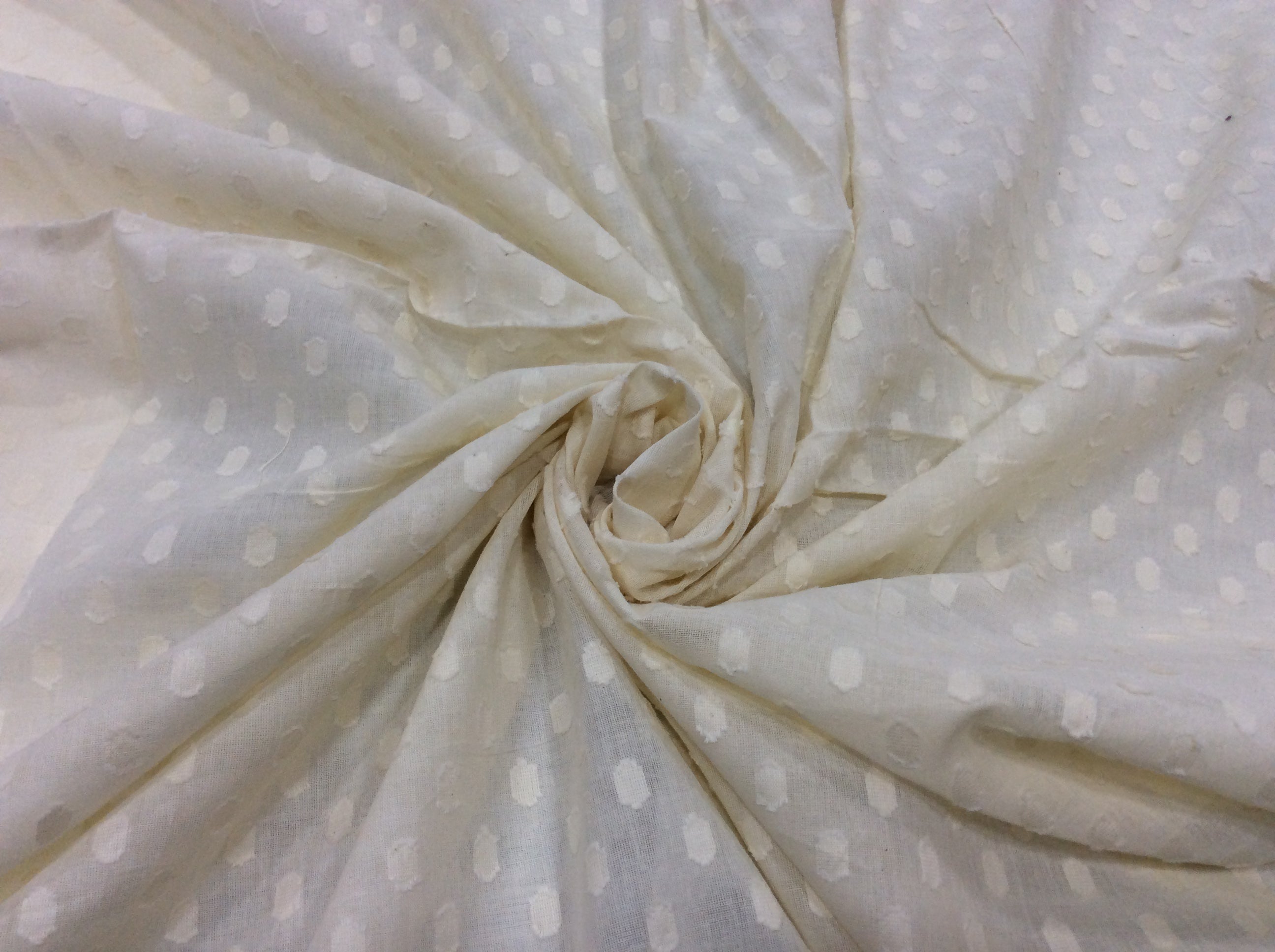 Greige Natural Swiss Dot Cotton Dyeable (Sku: S-24)