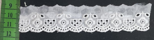 White Cotton Dyeable Schiffli Lace (Sku: S-25)