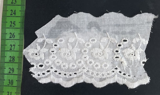 White Cotton Dyeable Schiffli Lace (Sku: S-27)