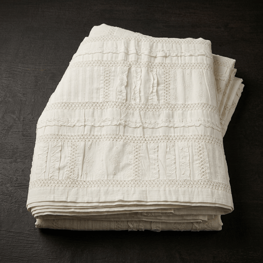 White Patchwork Cotton Dyeable Fabric - 44" (112 cm)