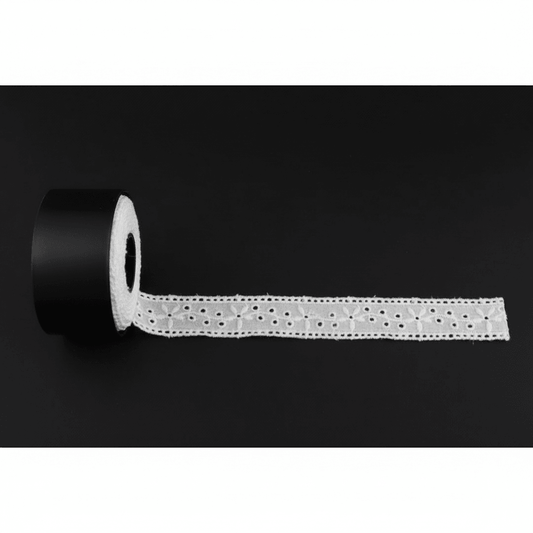 White Cotton Dyeable Schiffli Lace (Width : 2 cm & Sku: S-31)