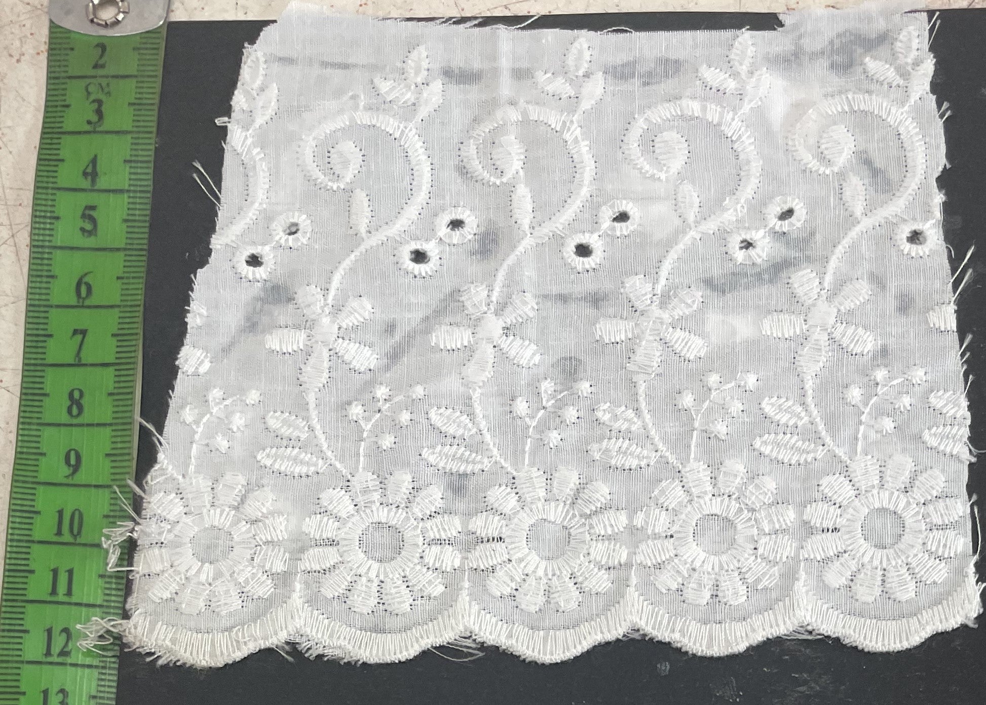 White Cotton Dyeable Schiffli Lace (Sku: S-36)