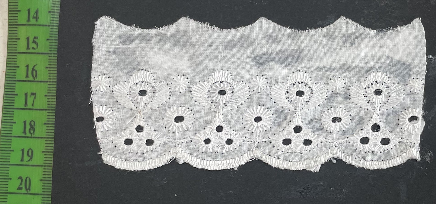White Cotton Dyeable Schiffli Lace (Sku: S-37)