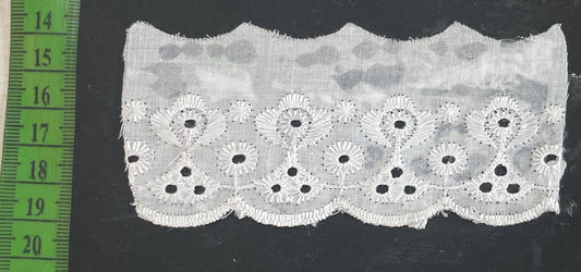 White Cotton Dyeable Schiffli Lace (Sku: S-37)