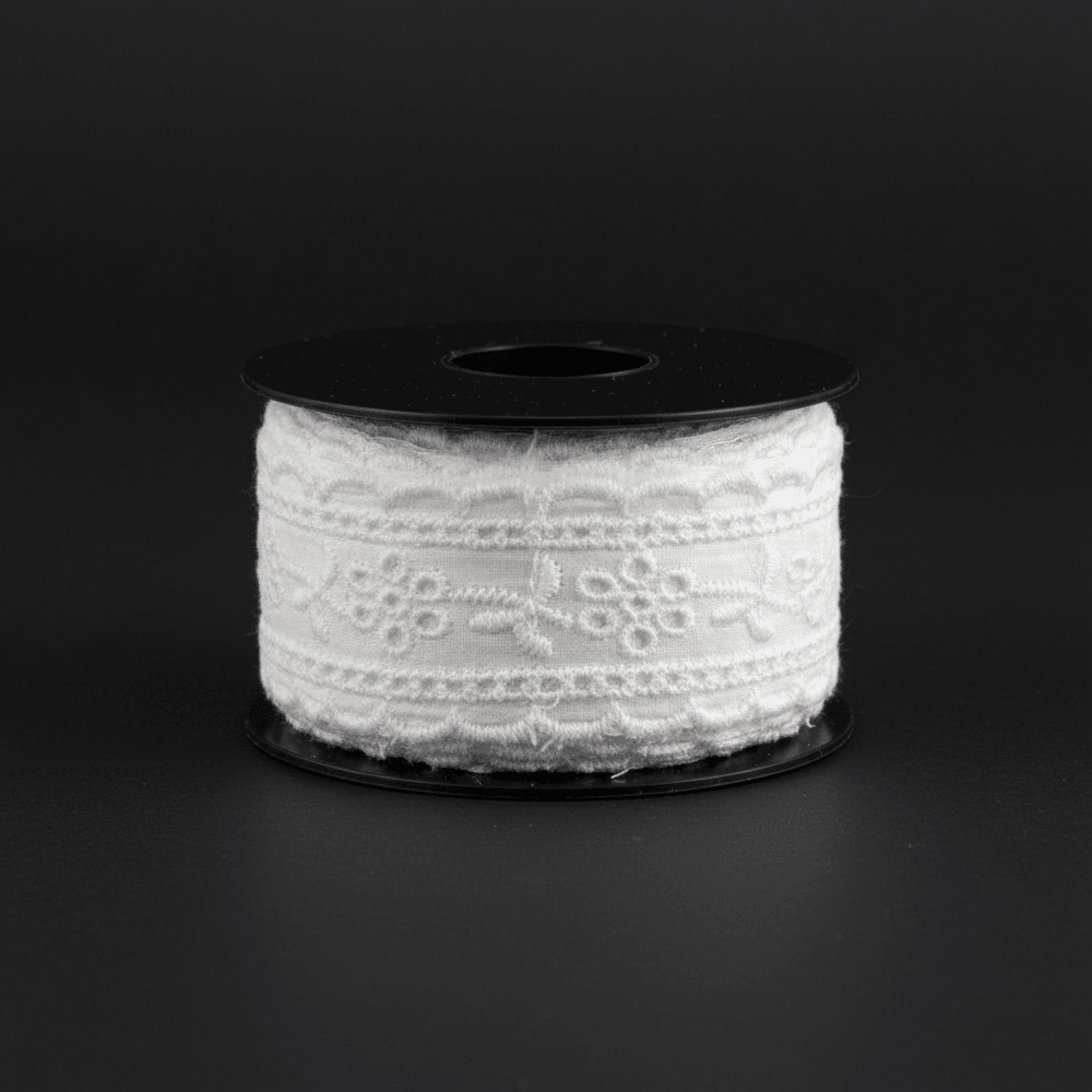 White Cotton Dyeable Schiffli Lace (Width : 1 Inch & Sku: S-43)