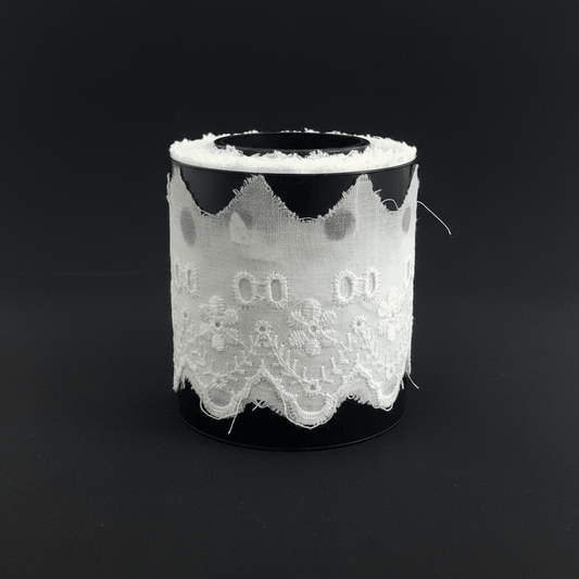 White Cotton Dyeable Schiffli Lace (Width : 2 Inch & Sku: S-47)