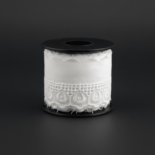 White Cotton Dyeable Schiffli Lace (Width : 1.5 Inch & Sku: S-50)