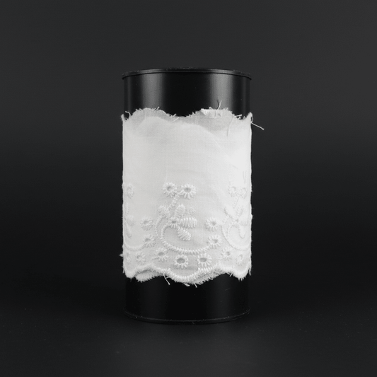 White Cotton Dyeable Schiffli Lace (Width : 3.5 Inch & Sku: S-52)