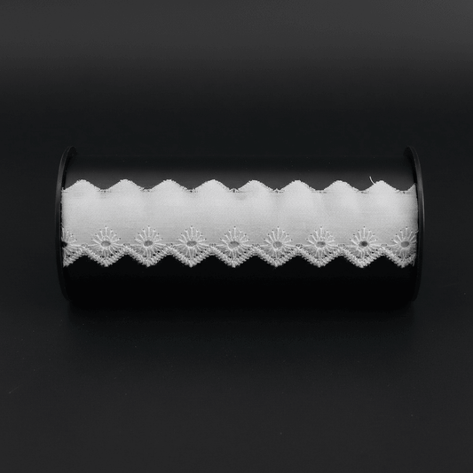 White Cotton Dyeable Schiffli Lace (Width : 1 Inch & Sku: S-55)