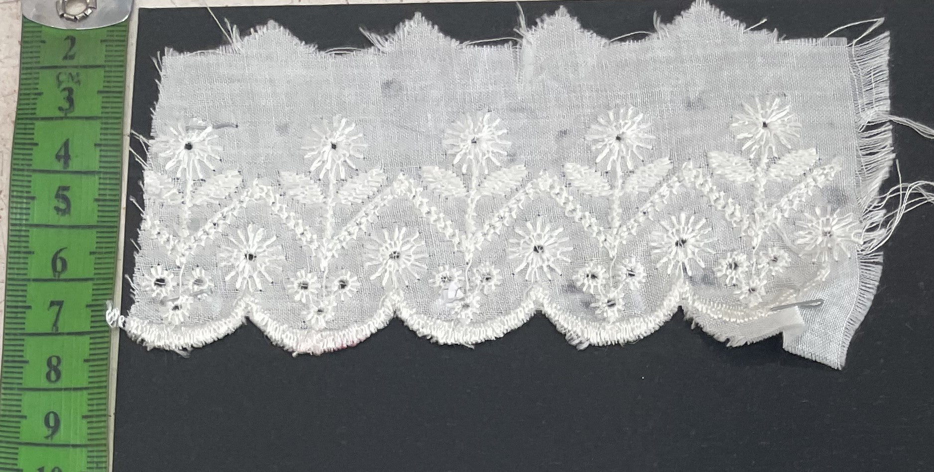 White Cotton Dyeable Schiffli Lace (Sku: S-56)