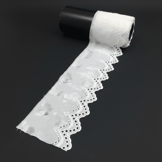 White Cotton Dyeable Schiffli Lace (Width : 2 Inch & Sku: S-60)