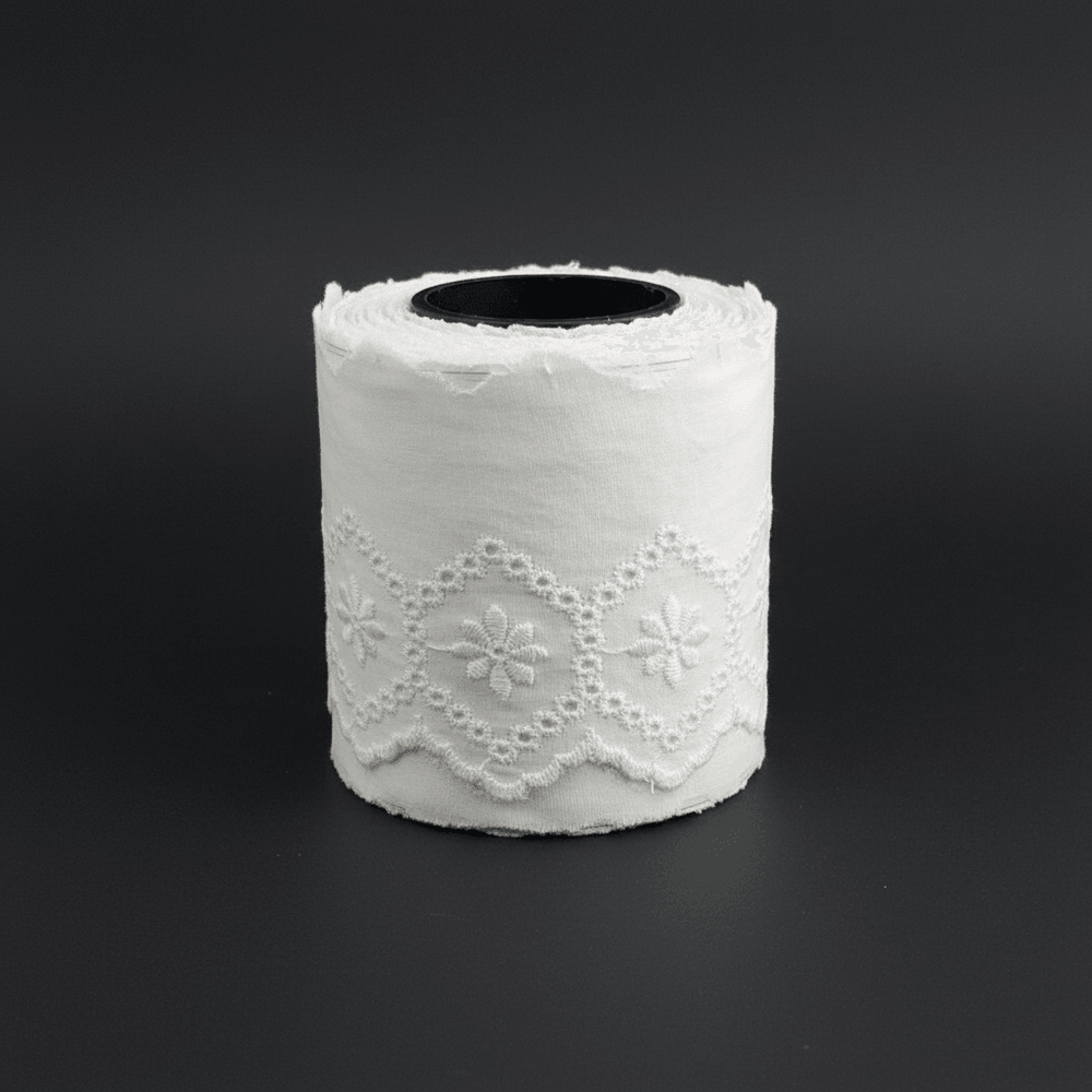 White Cotton Dyeable Schiffli Lace (Width : 3 Inch & Sku: S-61)