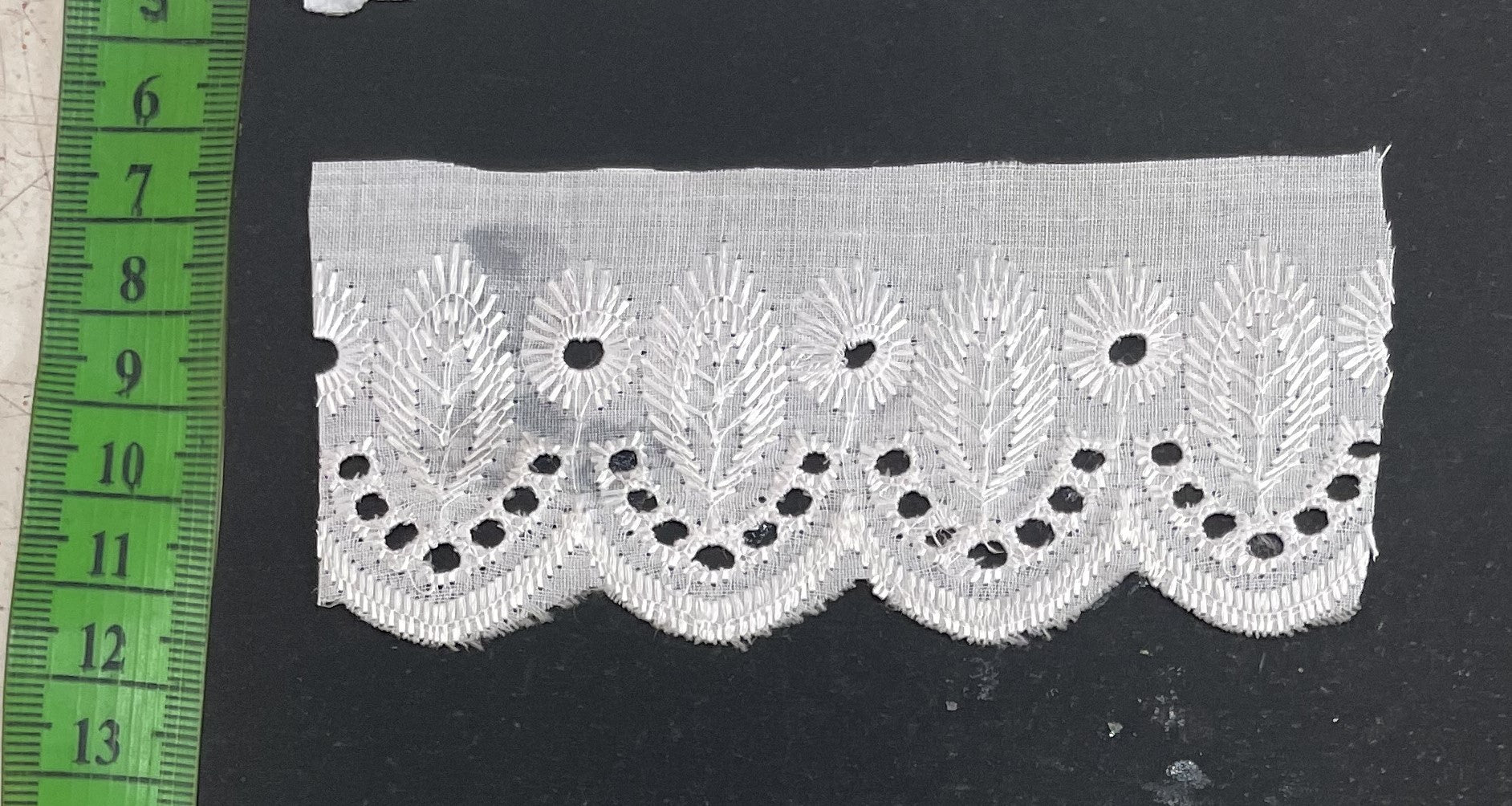 White Cotton Dyeable Schiffli Lace (Sku: S-65)