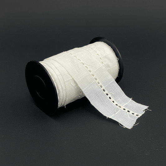 White Cotton Dyeable Schiffli Lace (Width : 1 Inch & Sku: S-66)