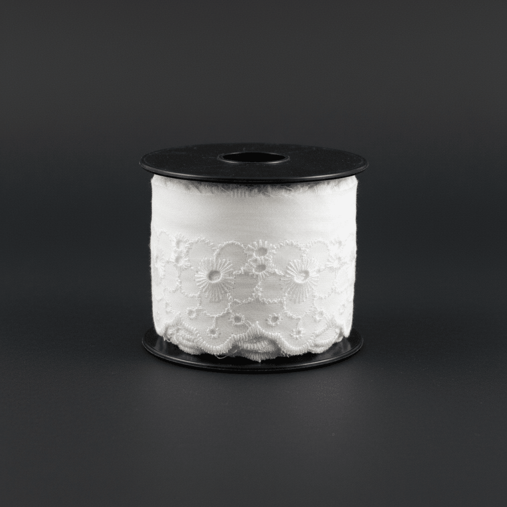 White Cotton Dyeable Schiffli Lace (Width : 2 Inch & Sku: S-68)