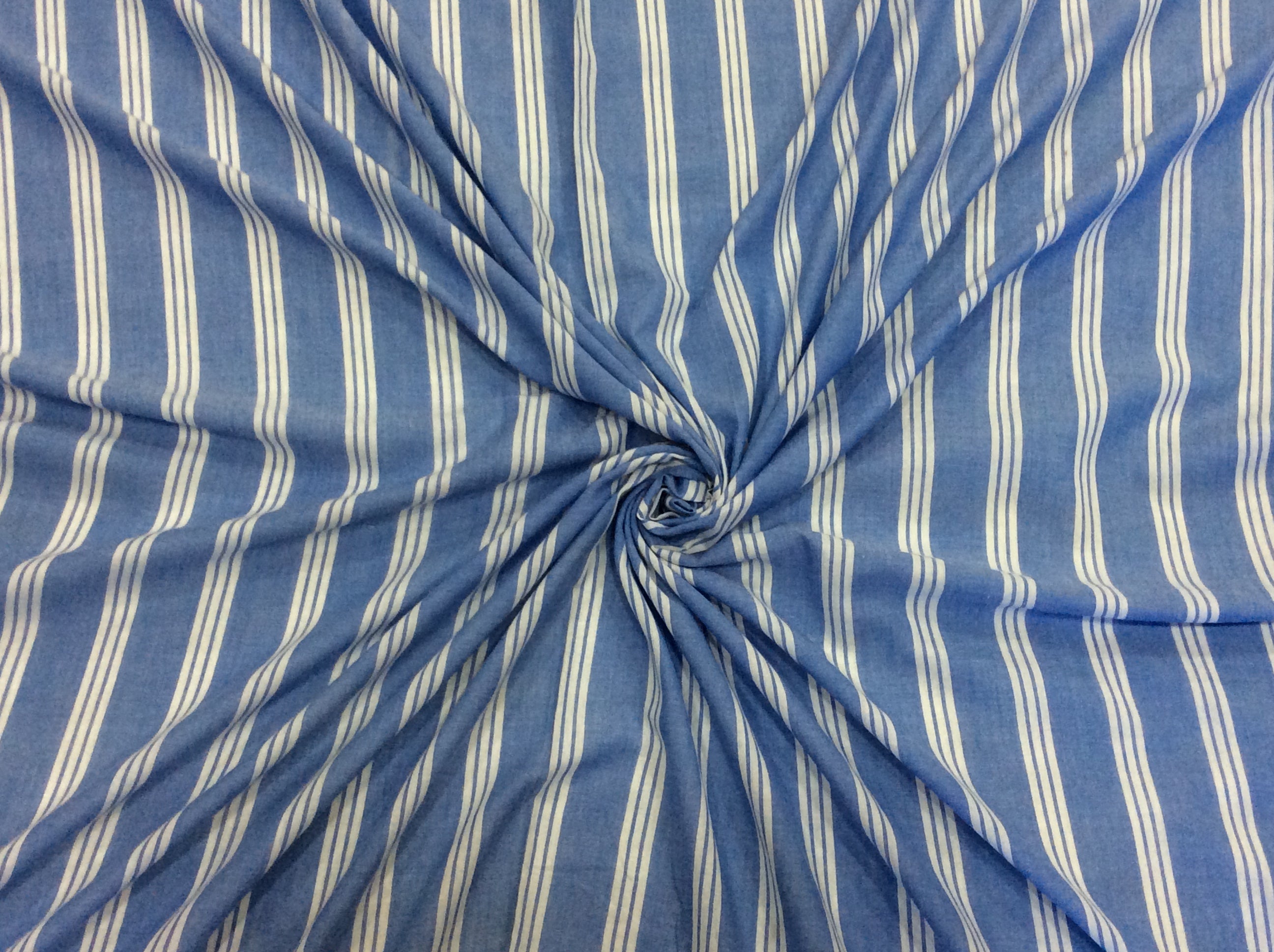 Blue & White Yarn Dyed Cotton Stripe For Shirting