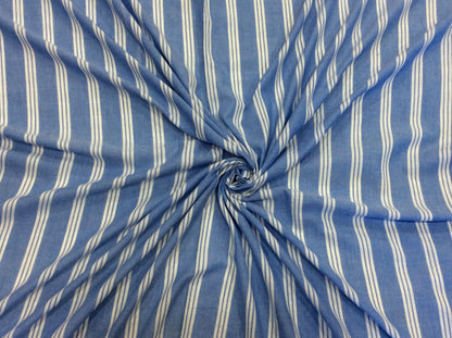 Blue & White Yarn Dyed Cotton Stripe For Shirting
