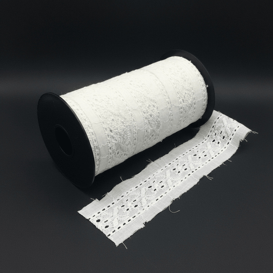 White Cotton Dyeable Schiffli Lace (Width : 2 Inch & Sku: S-70)