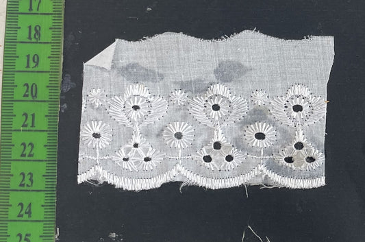 White Cotton Dyeable Schiffli Lace (Sku: S-72)