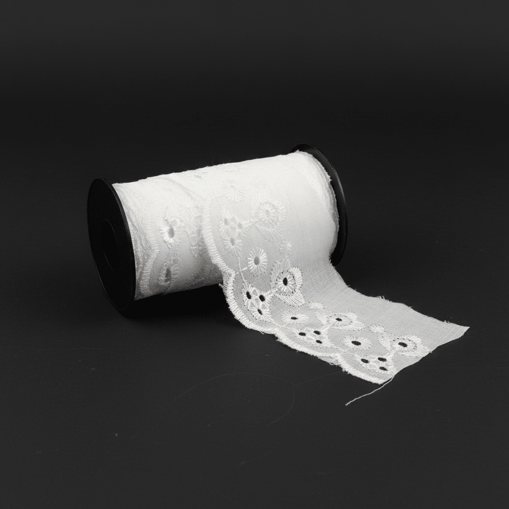 White Cotton Dyeable Schiffli Lace (Width : 2 Inch & Sku: S-72)