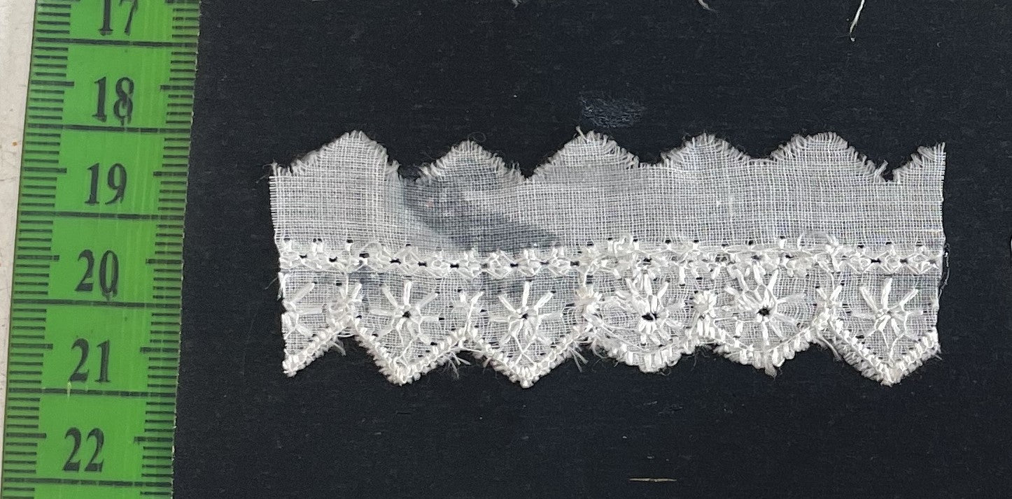 White Cotton Dyeable Schiffli Lace (Sku: S-77)