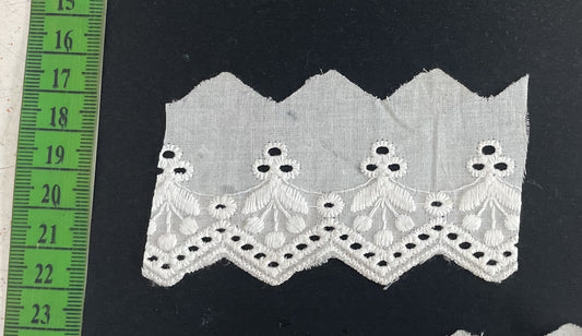 White Cotton Dyeable Schiffli Lace (Sku: S-81)