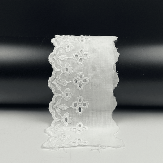 White Cotton Dyeable Schiffli Lace (Width : 2.5 Inch & Sku: S-82)