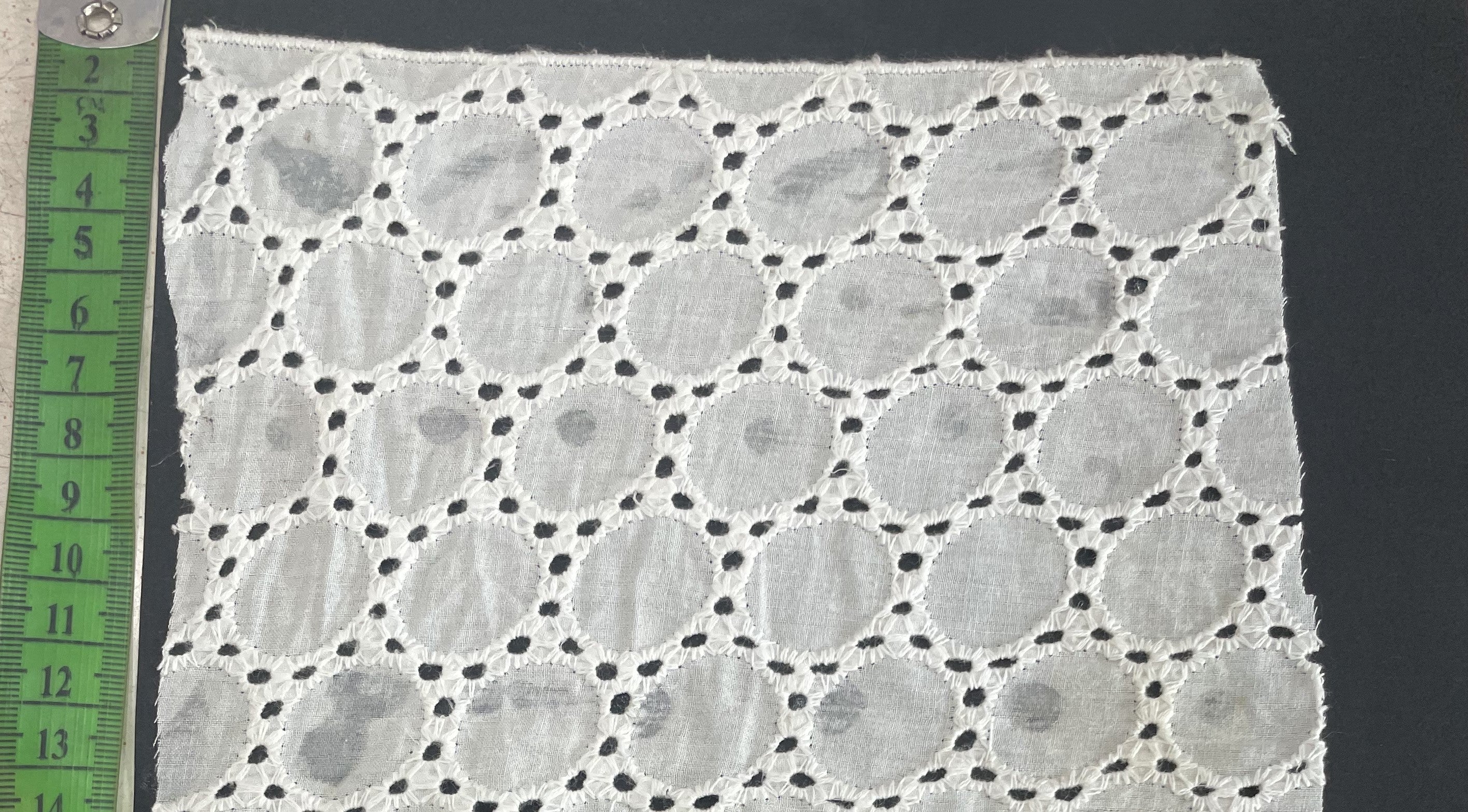 White Cotton Dyeable Schiffli Lace (Sku: S-87)