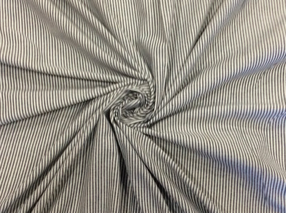Grey & White Yarn Dyed Cotton Pinstripe For Shirting