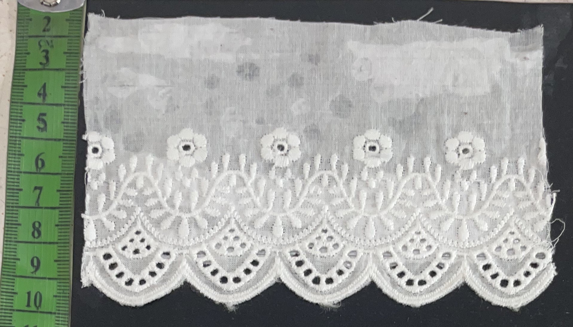 White Cotton Dyeable Schiffli Lace (Sku: S-8)