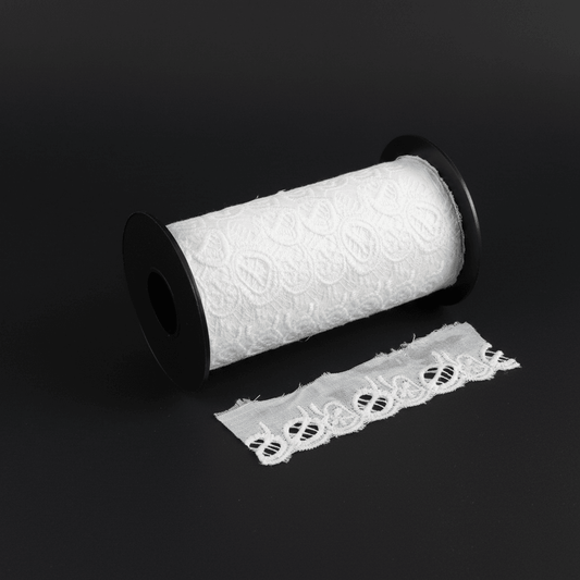 White Cotton Dyeable Schiffli Lace (Width : 1 Inch & Sku: S-93)