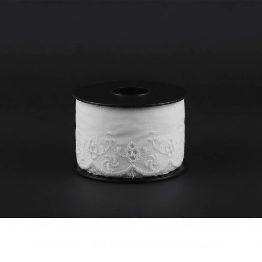 White Cotton Dyeable Schiffli Lace (Width : 2 Inch & Sku: S-94)