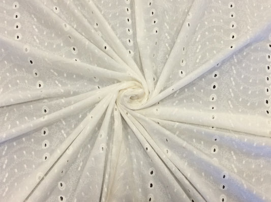 White Cotton Schiffli Chikan Dyeable (Sku: S-95)