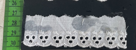 White Cotton Dyeable Schiffli Lace (Sku: S-98)