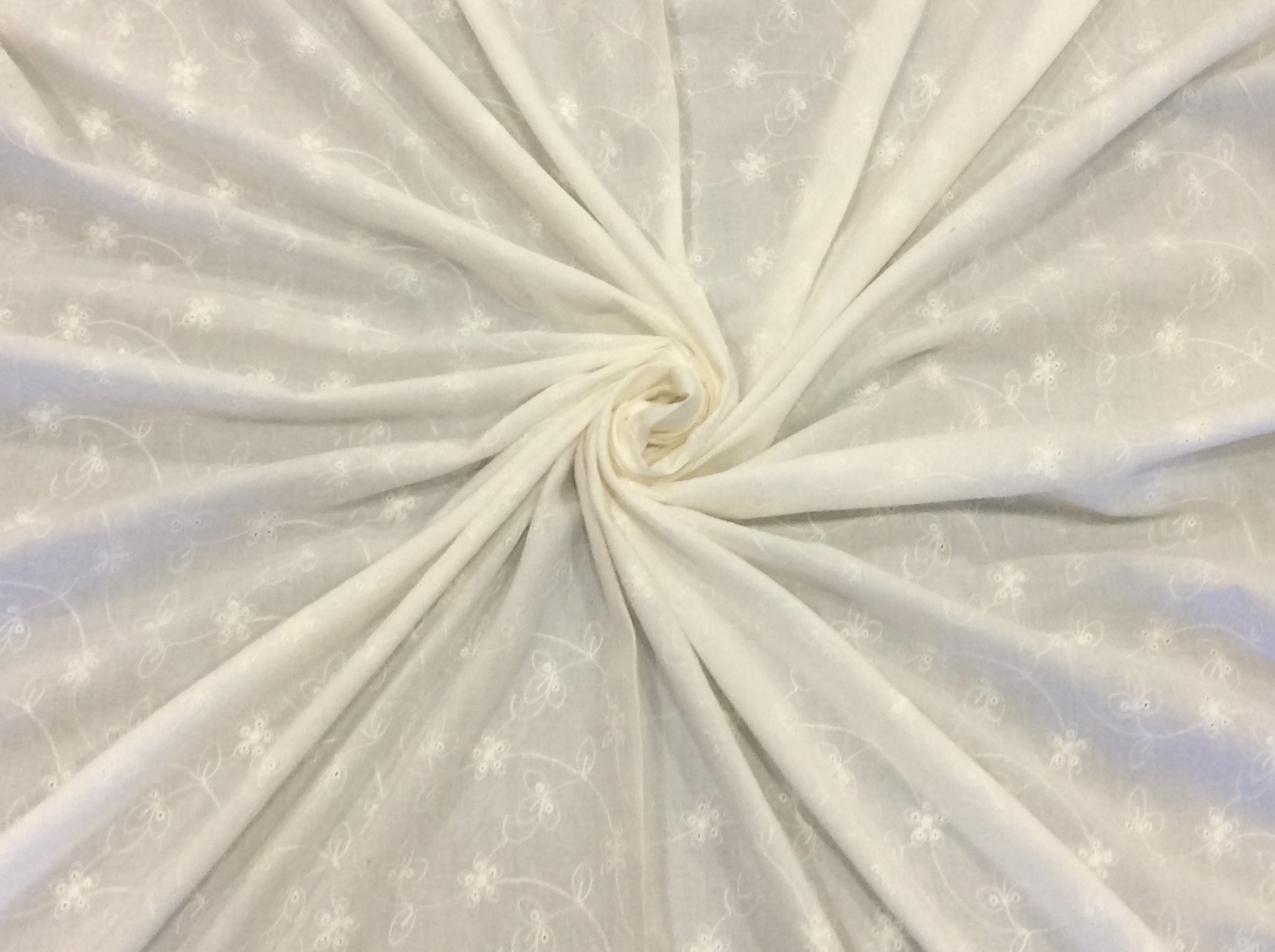 White Cotton Schiffli Chikan Dyeable (Sku: S-98)