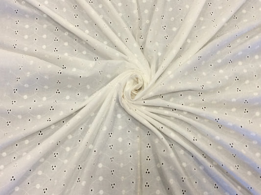 White Cotton Schiffli Chikan Dyeable (Sku: S-99)