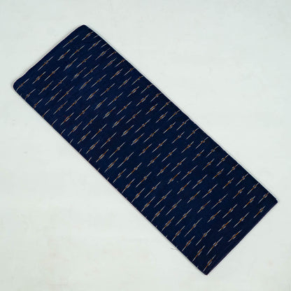 Blue & Mustard Small Pattern Cotton Handloom Ikat Fabric for Dress Material | Width: 44"