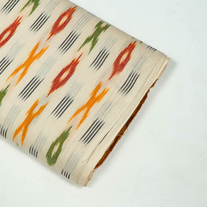 White Base & Multicolor Design Cotton Ikat (Sku: I-411)