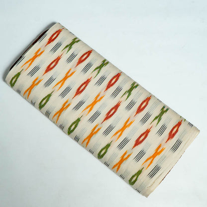 White Base & Multicolor Design Cotton Ikat (Sku: I-411)
