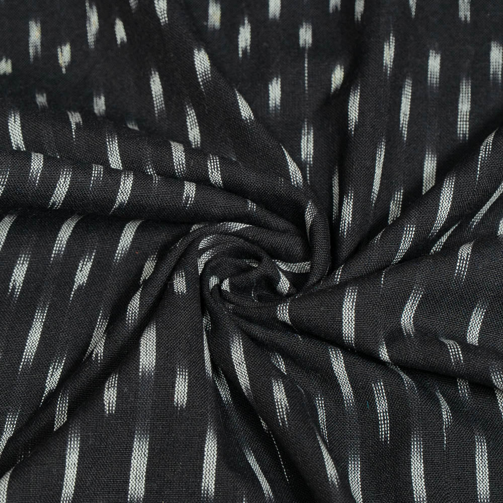 Black & White Small Pattern Cotton Handloom Woven Ikat (Sku: I-462)