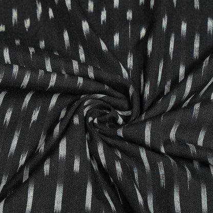Black & White Small Pattern Cotton Handloom Woven Ikat Fabric for Dress Material | Width: 44"