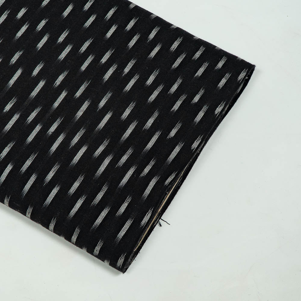 Black & White Small Pattern Cotton Handloom Woven Ikat (Sku: I-462)