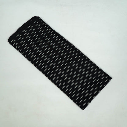 Black & White Small Pattern Cotton Handloom Woven Ikat Fabric for Dress Material | Width: 44"