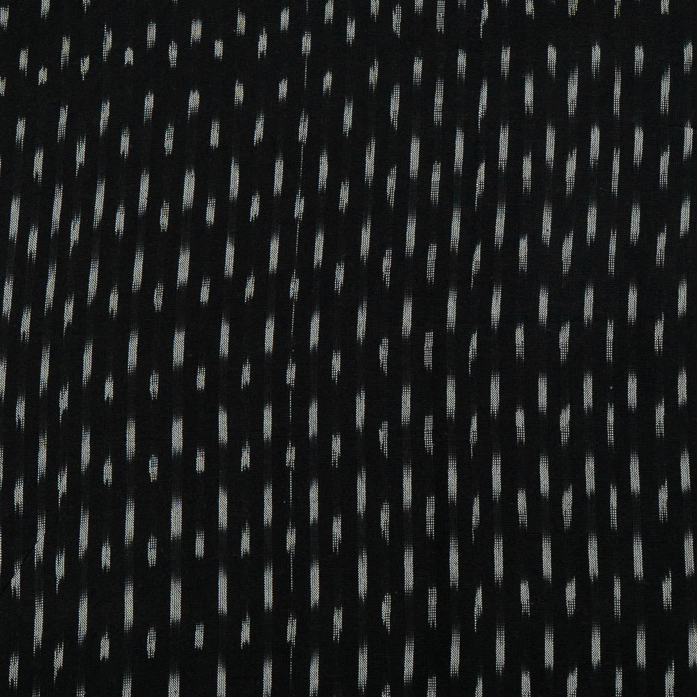 Black & White Small Pattern Cotton Handloom Woven Ikat (Sku: I-462)