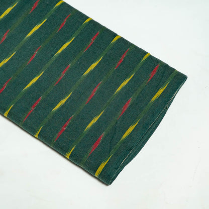 Green & Yellow Cotton Handloom Ikat Fabric for Dress Material | Width: 44"